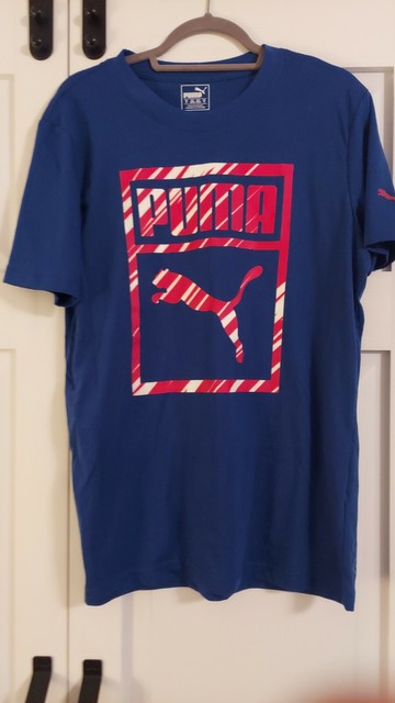 Puma T-Shirt Size Medium Blue Red/White Logo Graphic New Without Tags | eBay