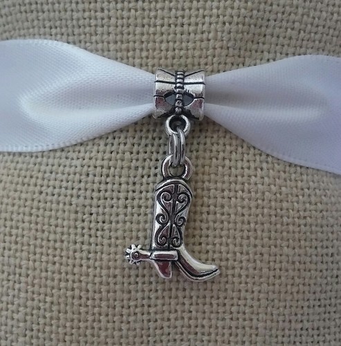 Stivali cowgirl stivali western pendenti ciondolo perline argento per bracciale stile europeo - Foto 2 di 5
