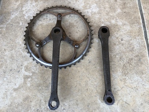 Pédalier vélo ancien vintage acier chromé 46 dents a clavettes | UK