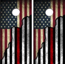 American/Red Live Flag Cornhole Board Wrap LAMINATED Decal Vinyl Sticker 4814