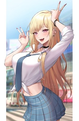 Anime girls art looking at viewer 2d portrait display Custom Gaming 11x17 Poster