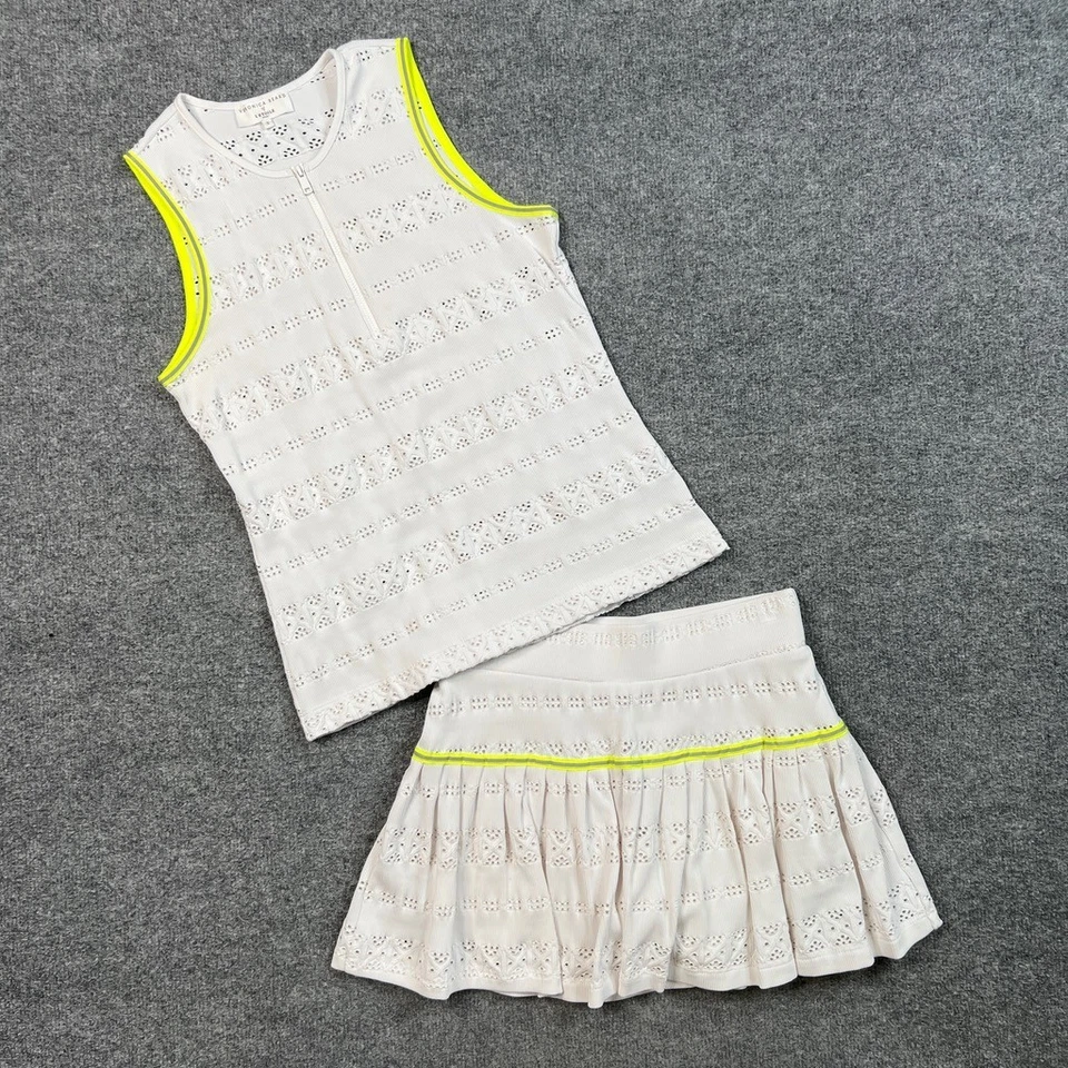Veronica Barba L'Etoile Conjunto Deportivo Mujer S Pequeña Crema Ojales Camiseta sin Mangas Skort 2 Piezas Foto 2 de 4