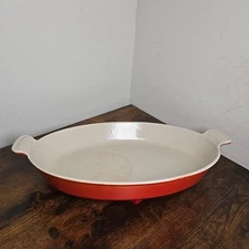 Le Creuset #36 Flame Orange Au Gratin Oval Open Baker Enamel Cast Iron EXC VTG
