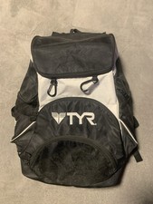 TYR Alliance Team Backpack Large 45L Black White Mesh Swim Gear Bag