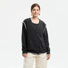 Women's Whipstitch Detail Cardigan Sweater - Universal Thread Black S