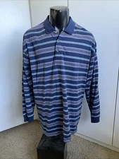 *90s* Munsingwear Lifestyles men’s size XL blue striped long sleeve polo shirt
