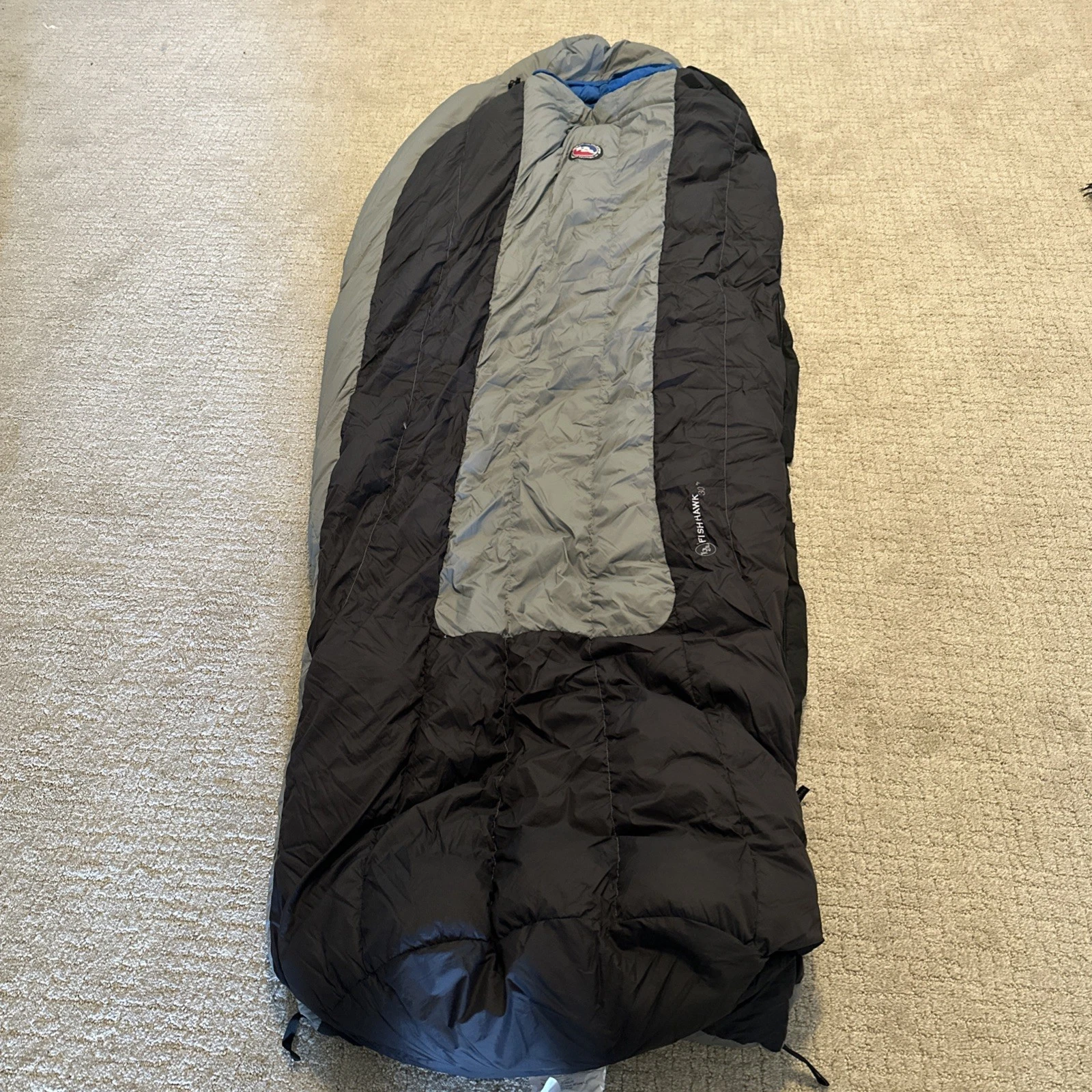 Big Agnes Fish Hawk Sleeping Bag: 30F Down Black/Gray camping backpacking ColdRZ