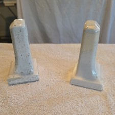 Vintage White Ceramic Tile Towel Rod Rack Post Holder Brackets SMOOTH TOP