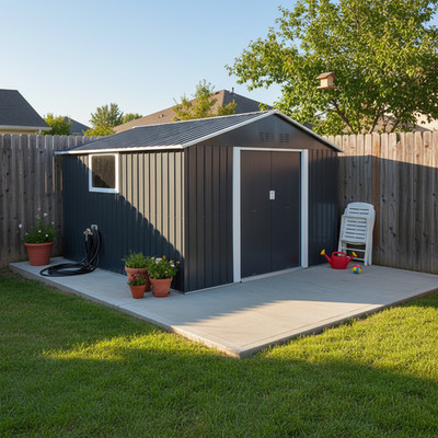 11 x 10 FT Outdoor Metal Garden Shed Tool House with Window for Patio Storage