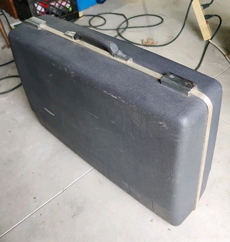 Vintage Sears Forecast Luggage 27” Suitcase Navy Blue Hard Shell W/Keys