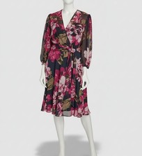 Calvin Klein Women's Blue Red Floral-Print A-Line Wrap Dress Petite Size 12P