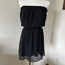 Express Black Strapless Blouson Dress Elastic Neck Waist Womens XS NWT