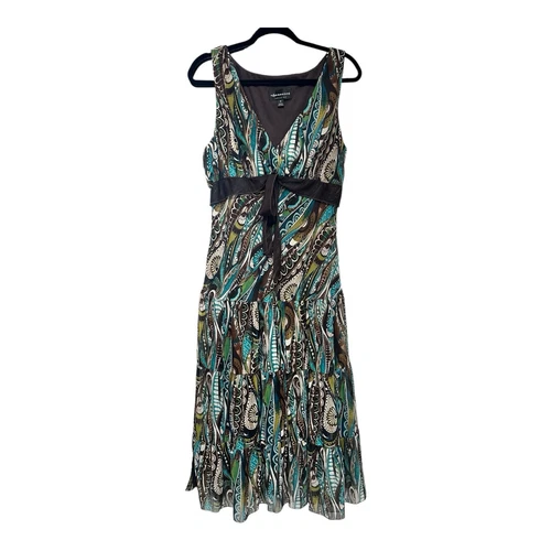 VETEMENTS Abito midi babydoll Connected Apparel taglia 16 stampa boho vortice senza maniche