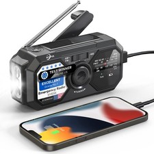 Emergency Weather Radio Portable AM FM NOAA Crank SOS Alarm 3500mAh Battery