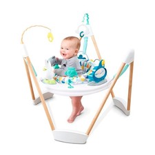 Evenflo Exersaucer Wood Frame Jumper, Woodland Wonder Baby Bouncer Activity Toy