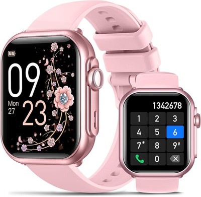 Smartwatch Damen mit 1000mAh Akku Telefonfunktion Armbanduhr für iPhone Samsung