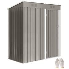 Outsunny 5 x 3 ft Lean-to Garden Shed, Outdoor Storage Shed, Light Grey