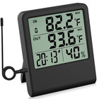 Digital Thermometer Clock Temperature Wireless Transmitter Meter Indoor/Outdoor