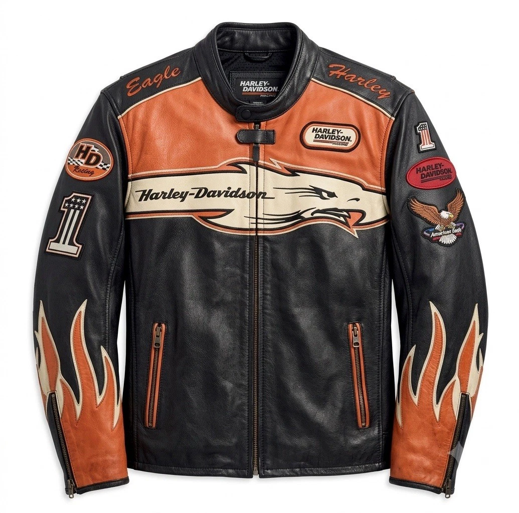 harley davidson leather racing jacket products for sale | eBay