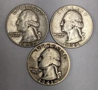 Washington Silver Quarters 3 Different Date
