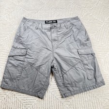 Plugg Co Mens Gray Cargo Shorts 34 Cotton Flat Front Utility Pockets Gorpcore