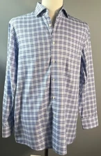 BOSS HUGO BOSS Sharp Fit Easy Iron Mens Dress Shirt Blue Plaid -- 16.5 - 32/33