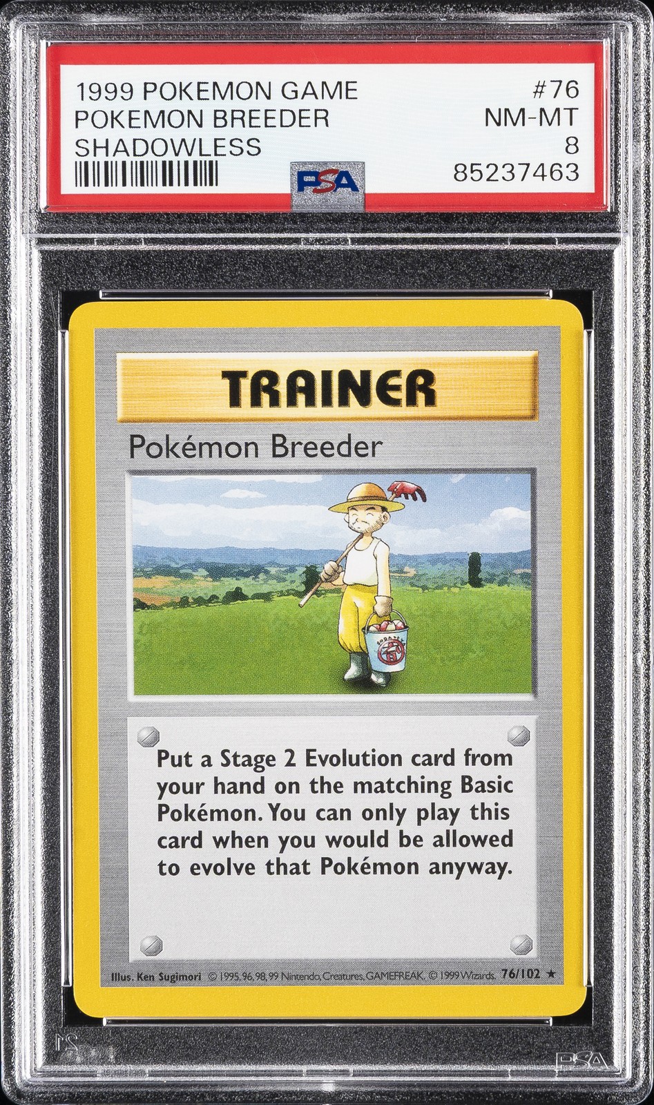 1999 POKEMON BASE SET SHADOWLESS #76 POKEMON BREEDER PSA 8