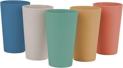 LuckyZone Wheat Straw 20oz Reusable Cups Set of 5 BPA Free Eco