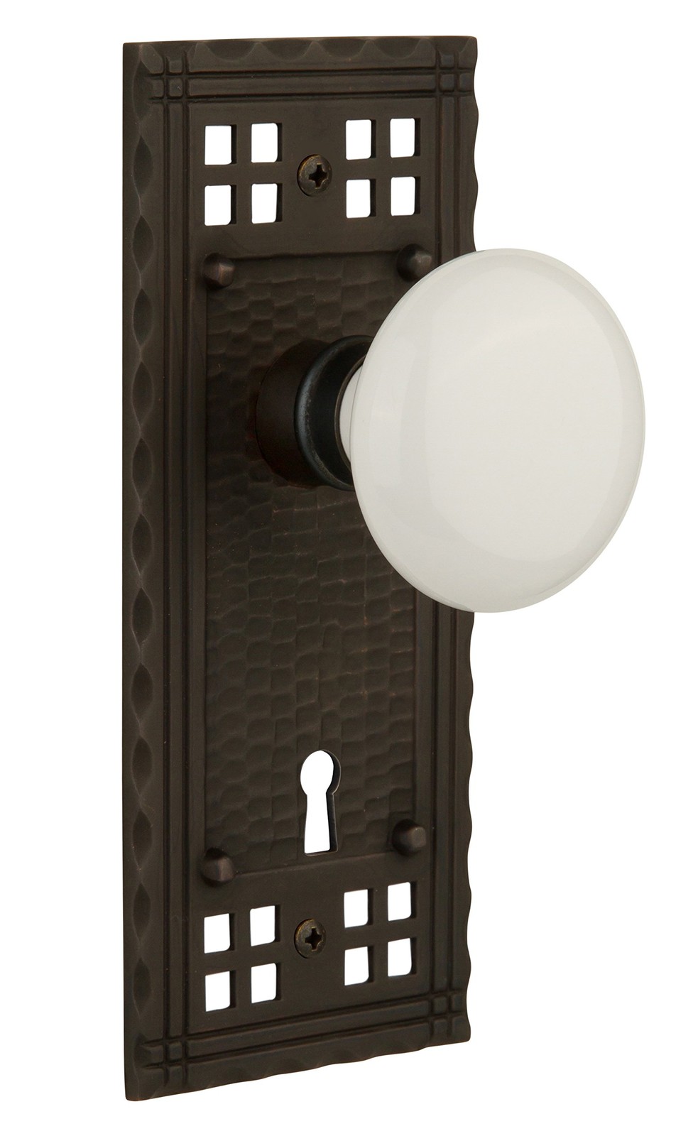 Nostalgic Warehouse Craftsman Plate with Keyhole White Porcelain Knob, Mortise