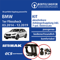 für BMW 1Er Fliessheck Typ F20/F21 03.2014-12.2019 AHK Abn +7Pol Spez E-Satz KPL