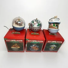 Hallmark Light And Motion Ornament Lot All Working Christmas Sleigh Village 3”