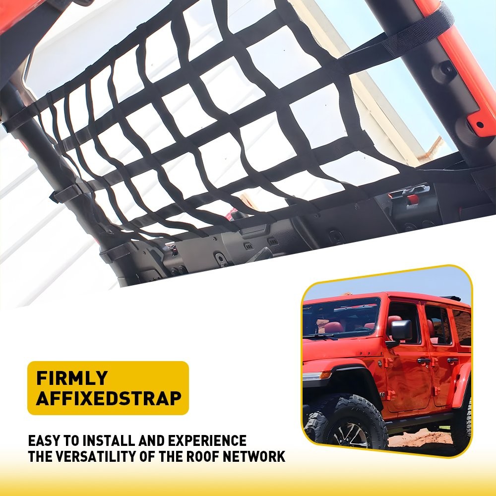 Mesh Cargo Net Roof Top Netting Hammock for 1987-24 Jeep Wrangler YJ TJ JK JL A thumbnail 8