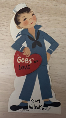 VTG Valentine-Navy Sailor Boy w/ Heart- GOBS of Love to my Valentine