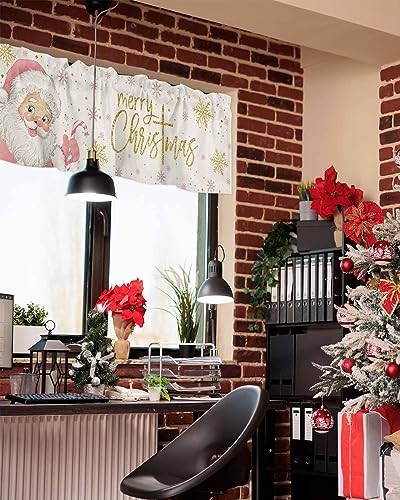Christmas Valance for Windows Curtains 54"W x 18"L (Pack of 1) Santa Claus