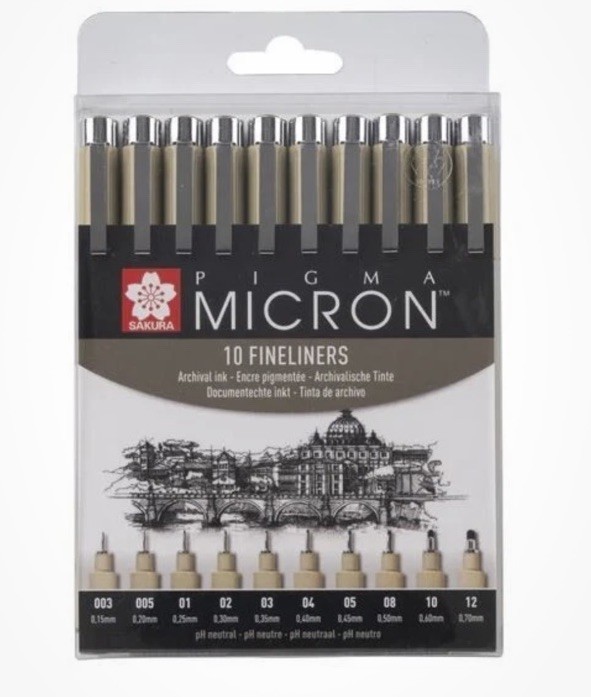 Sakura Pigma Micron Fineliner Pen Set - Black - 10 Piece - Image 3