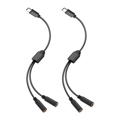 USB C auf 3,5 mm Audio Splitter, Dual Buchse Kopfhörer Adapter Kabel [0,3 m kurz C