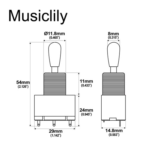 Interruptor de palanca de guitarra Musiclily Pro dorado de 3 vías caja métrica estilo pastilla selector - Imagen 2 de 5