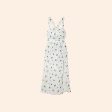 NWT $248 Reformation Elara Dress Al Fresco Blue Gingham Floral Midi Linen Tie 12