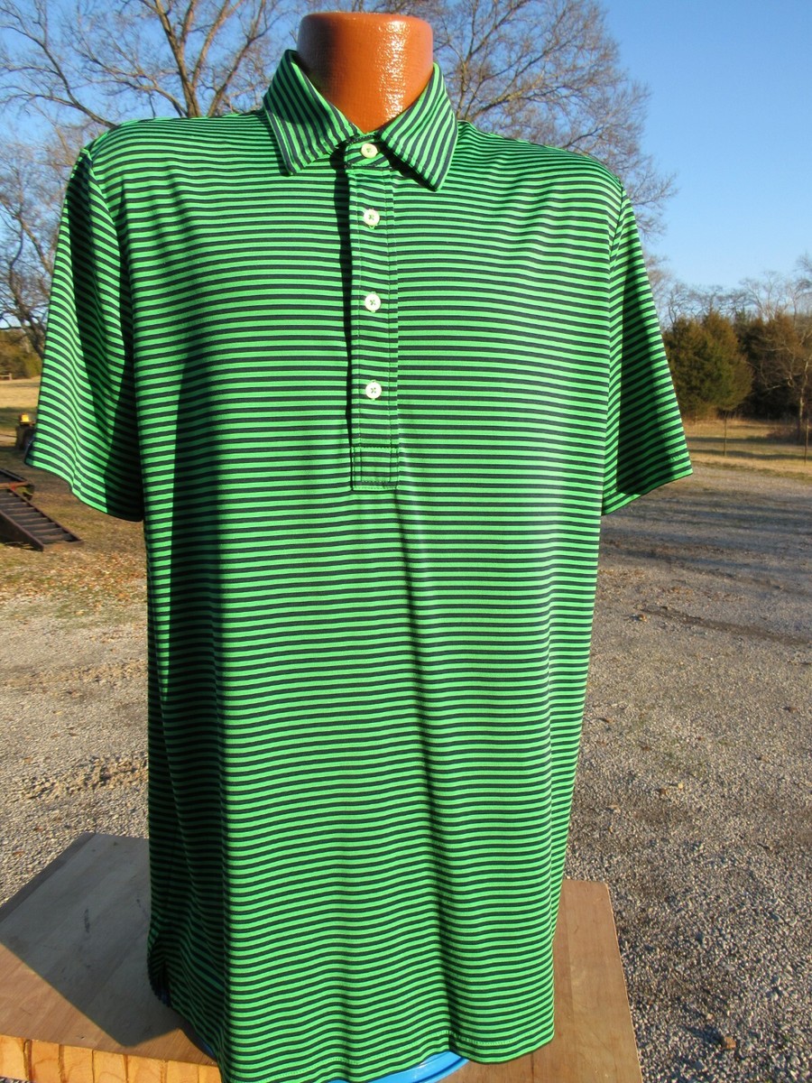 RLX Ralph Lauren Men Large Green Stripe Polo Nashville Golf RLX Ralph Lauren Men Large Green Stripe Polo Nashville Golf