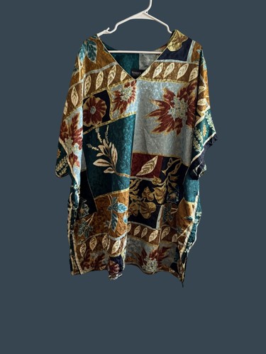 Top de caftán con retazos florales Naqui New York para mujer 3XL cuello en V elegante estilo boho - Imagen 6 de 7