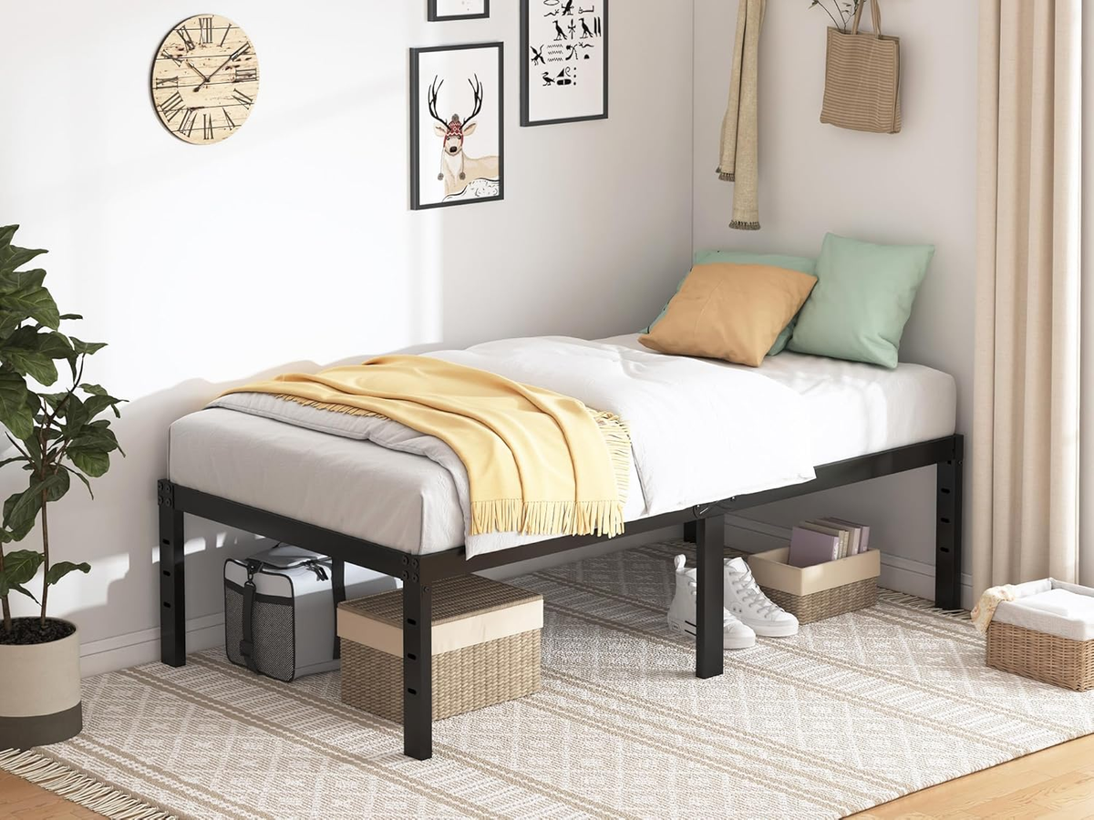 Twin Bed Frame - 18 in Sturdy Platform Bed Frame Twin Size
