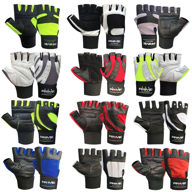 Pro Weight Lifting Body Building Gloves Gym Fitness Training Straps Leather Grip