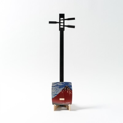 Shamisen Kojami Sansen Japonais Sangenshi Kikuoka - Bois Et Rouge Fuji - Instrument De Musique Traditionnel