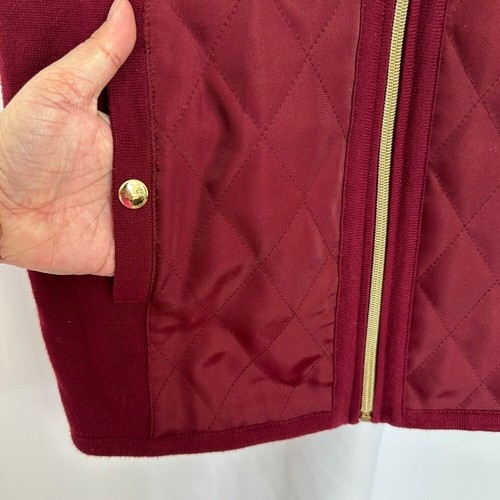 Susan Graver Quilted Vest Sleeveless Knit Mock Neck Burgundy Womens Medium - Picture 6 of 9