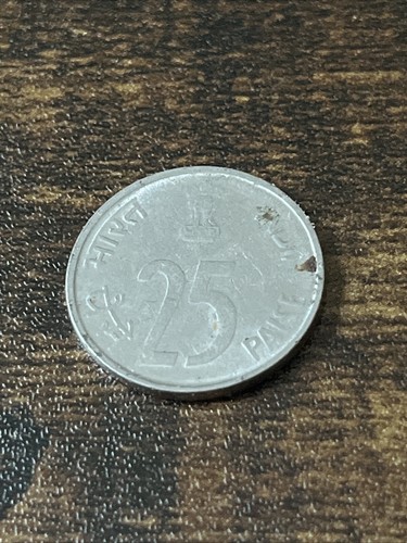 India 2001 25 Paise Acciaio Inox Rinoceronte Moneta Reale TK5775* - Foto 2 di 3