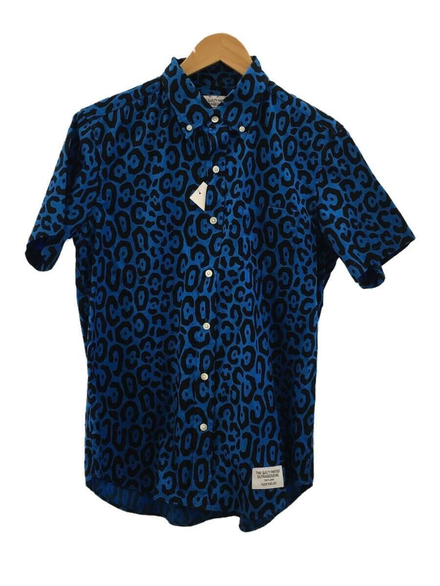 Wacko Maria LEOPARD HAWAIIAN SHIRT Blue Cotton Size L Used From Japan