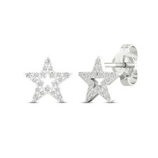 0.20 Ct Round Cut Natural Diamond Star Stud Earrings in White Gold Plated Silver
