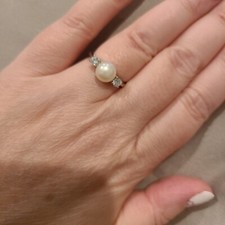 Freshwater pearl cubic zirconia Sterling silver ring brand new