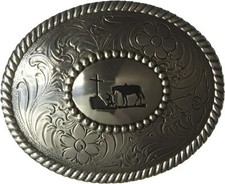 Nocona Men's Western Oval Small Prayer Belt Buckle Silver 