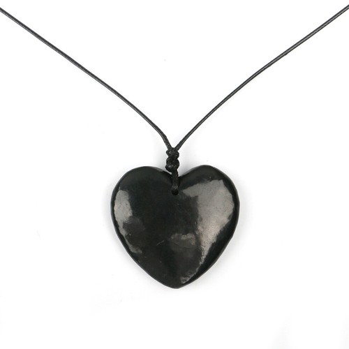 Heart Shungite Pendant Necklace EMF Protection Healing Grounding Karelian Stone - Picture 5 of 7